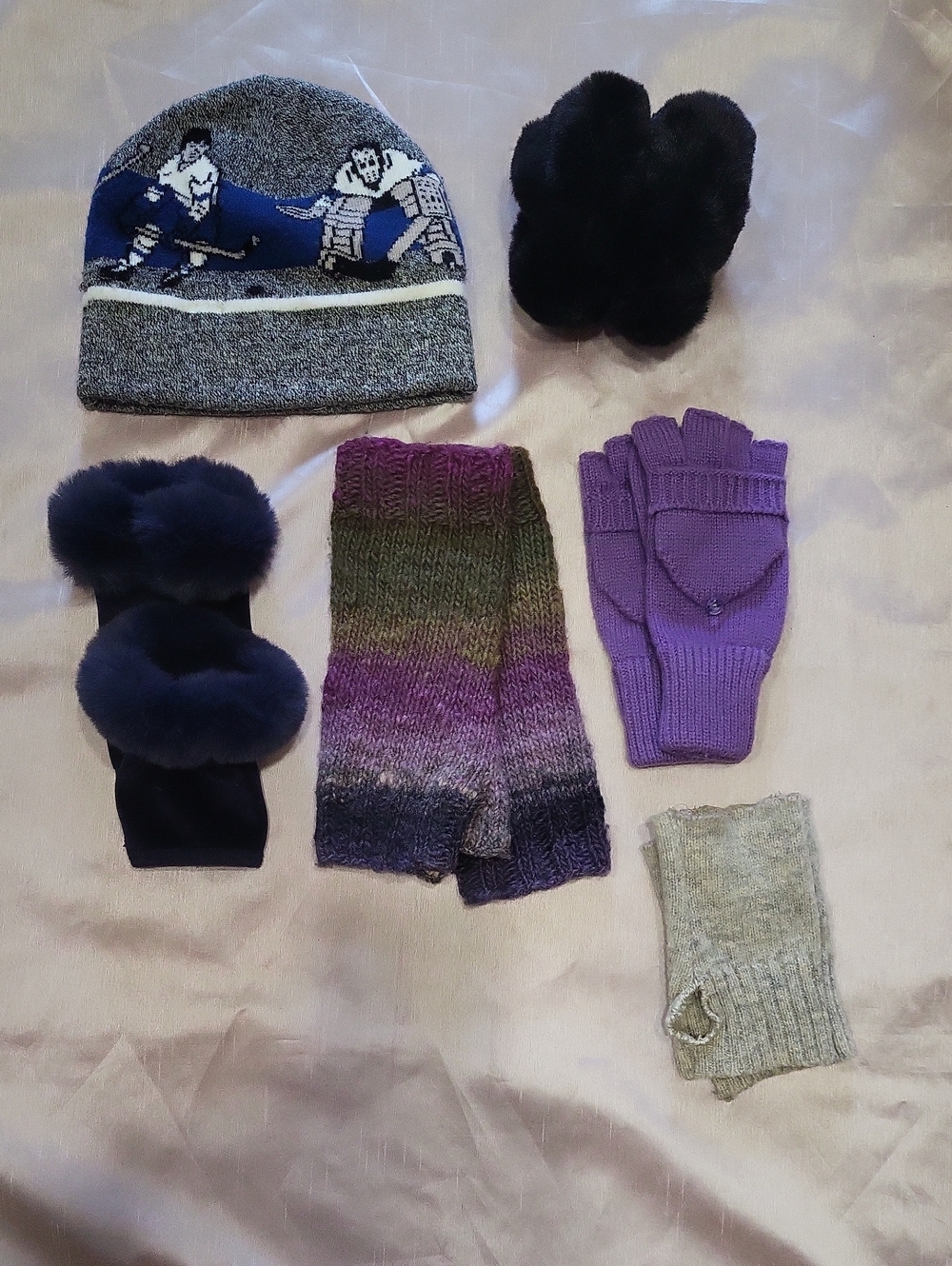 Fingerless Glove Lot Earmuffs+ Hat